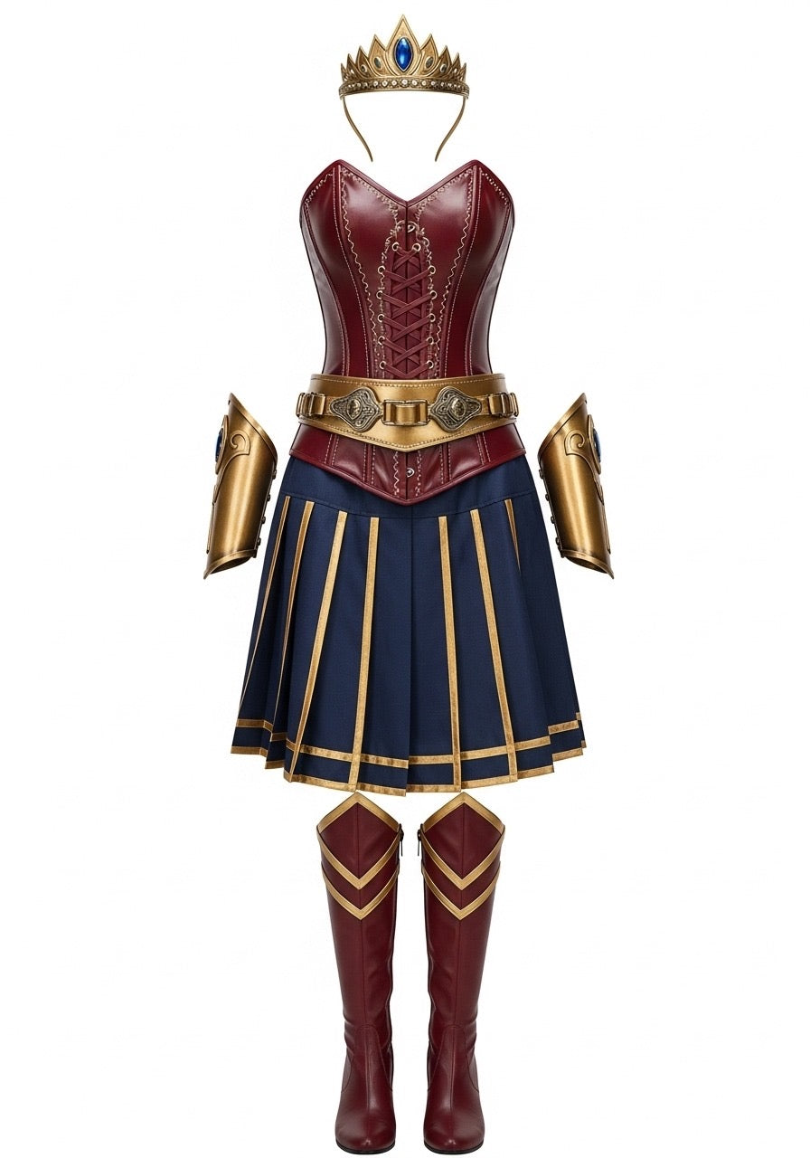 Superhero Party Dress – Women’s Halloween Cosplay Outfit Inspired by Wonder Woman