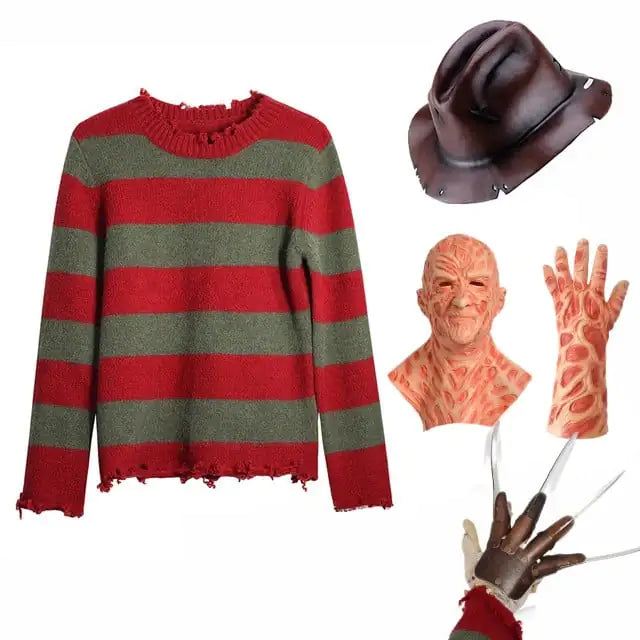 Freddy Halloween Costume Set – Scary Nightmare Horror Outfit for Adults
