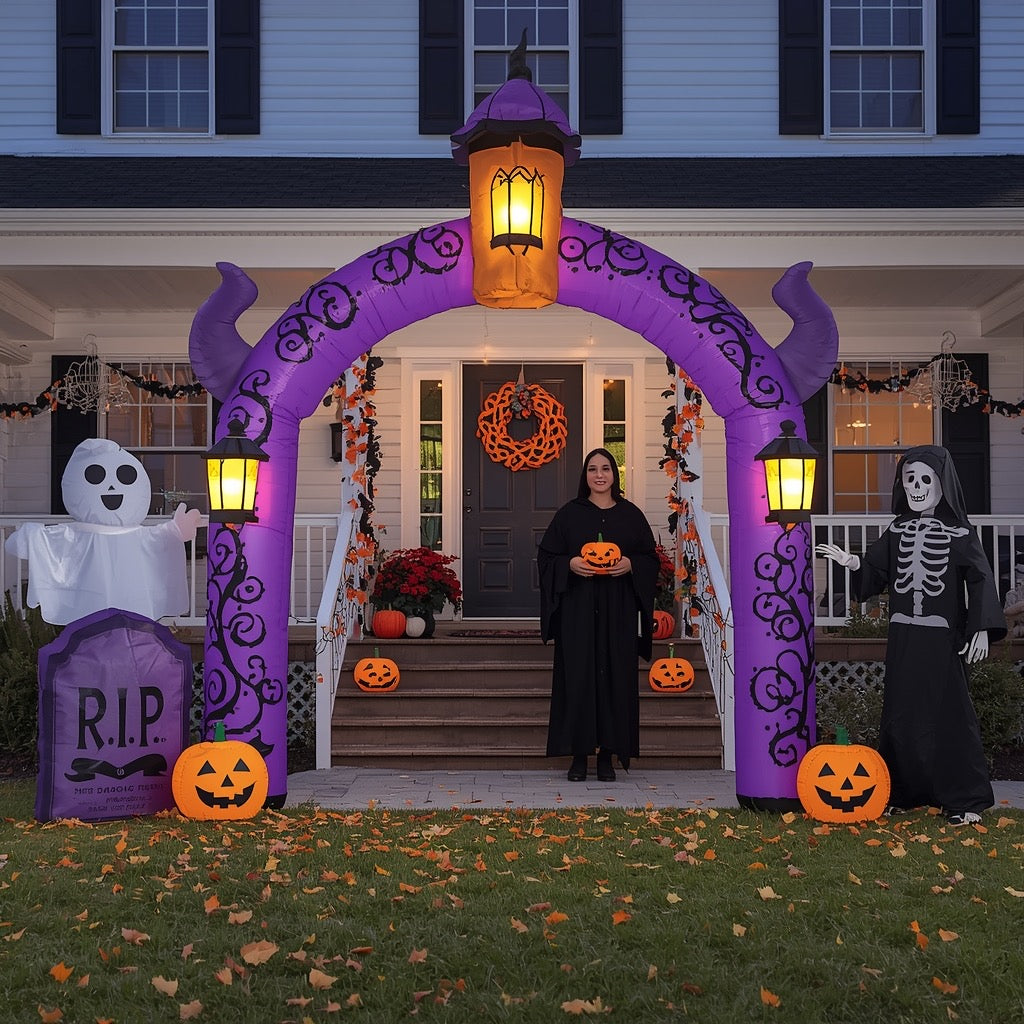 9.8FT Halloween Inflatable Haunted House Castle Archway – Outdoor Yard Decoration