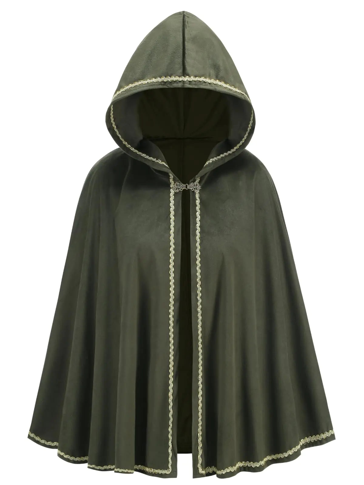 Women’s Victorian Hooded Capelet – GRAJTCIN Velvet Cloak for Halloween & Cosplay (Green)