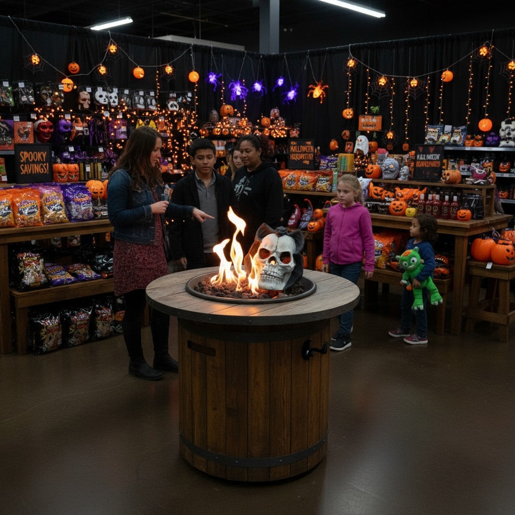 Fire Pit Demon Skull Gas Log – Halloween Fireplace Decor for Propane, Gel, or Electric Fire Pits