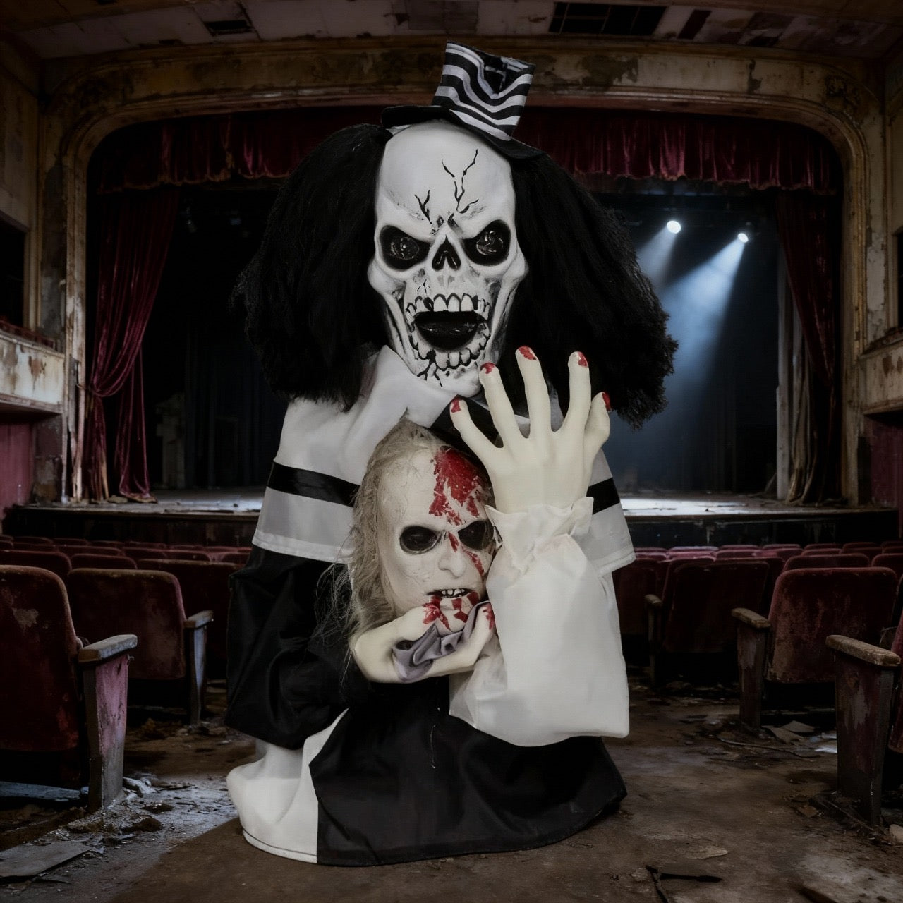 1.8ft Scary Clown Halloween Decoration – Sound-Activated Haunted House Prop for Indoor & Outdoor Party