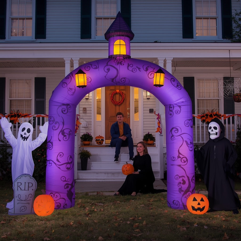 9.8FT Halloween Inflatable Haunted House Castle Archway – Outdoor Yard Decoration