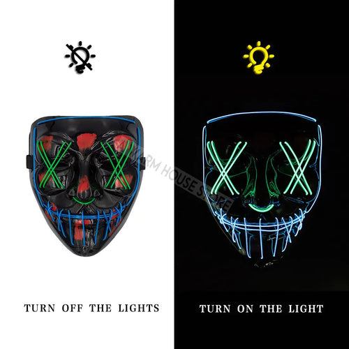 Glowing LED Halloween Mask – Light Up Cosplay Mask for Men & Women