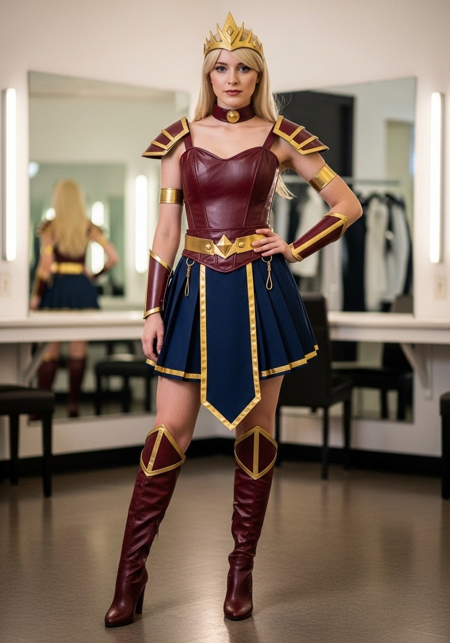 Superhero Party Dress – Women’s Halloween Cosplay Outfit Inspired by Wonder Woman