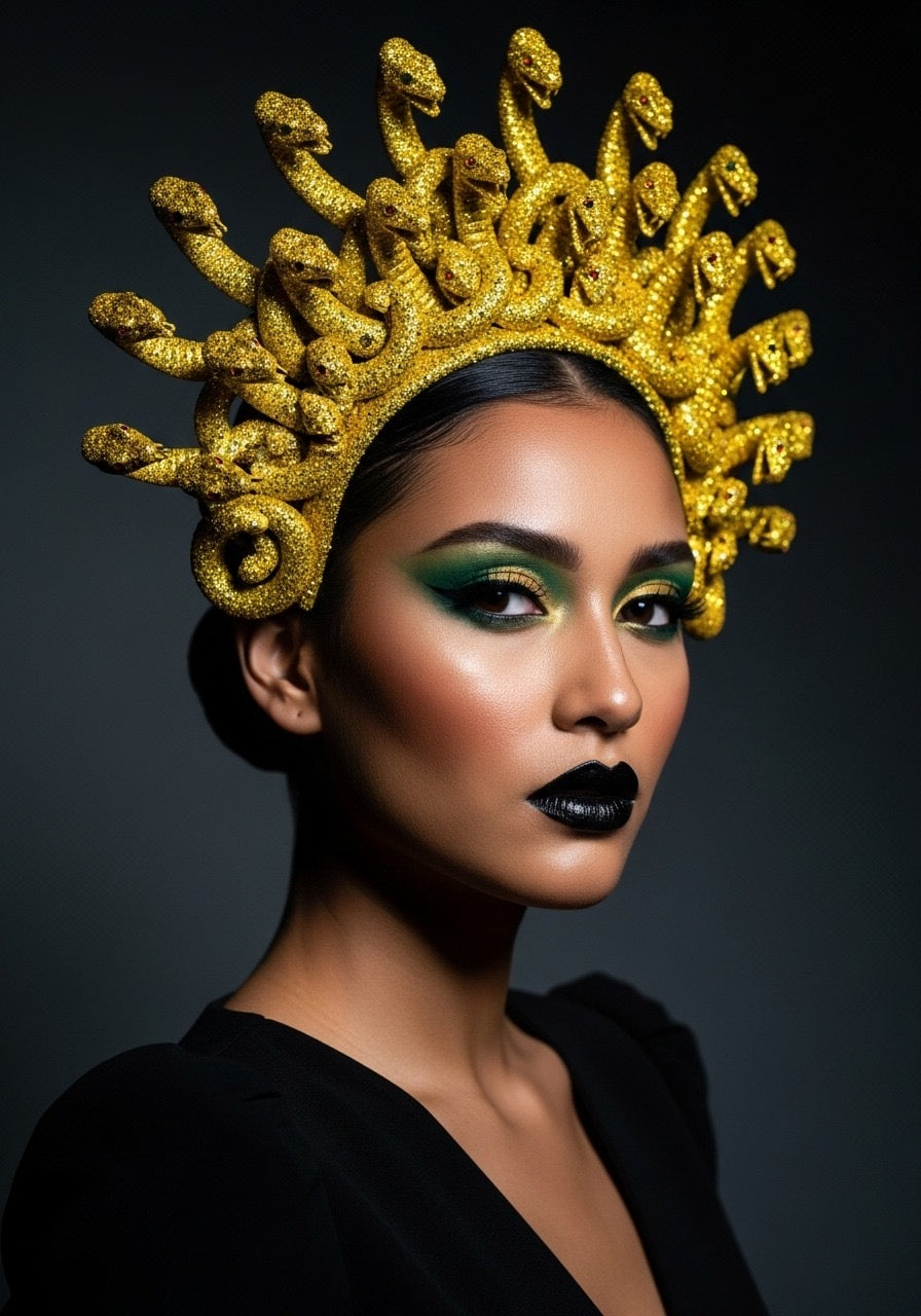 BARTOSI Medusa Snake Headband – Gold Snake Headpiece for Women’s Halloween Costume & Cosplay Accessories