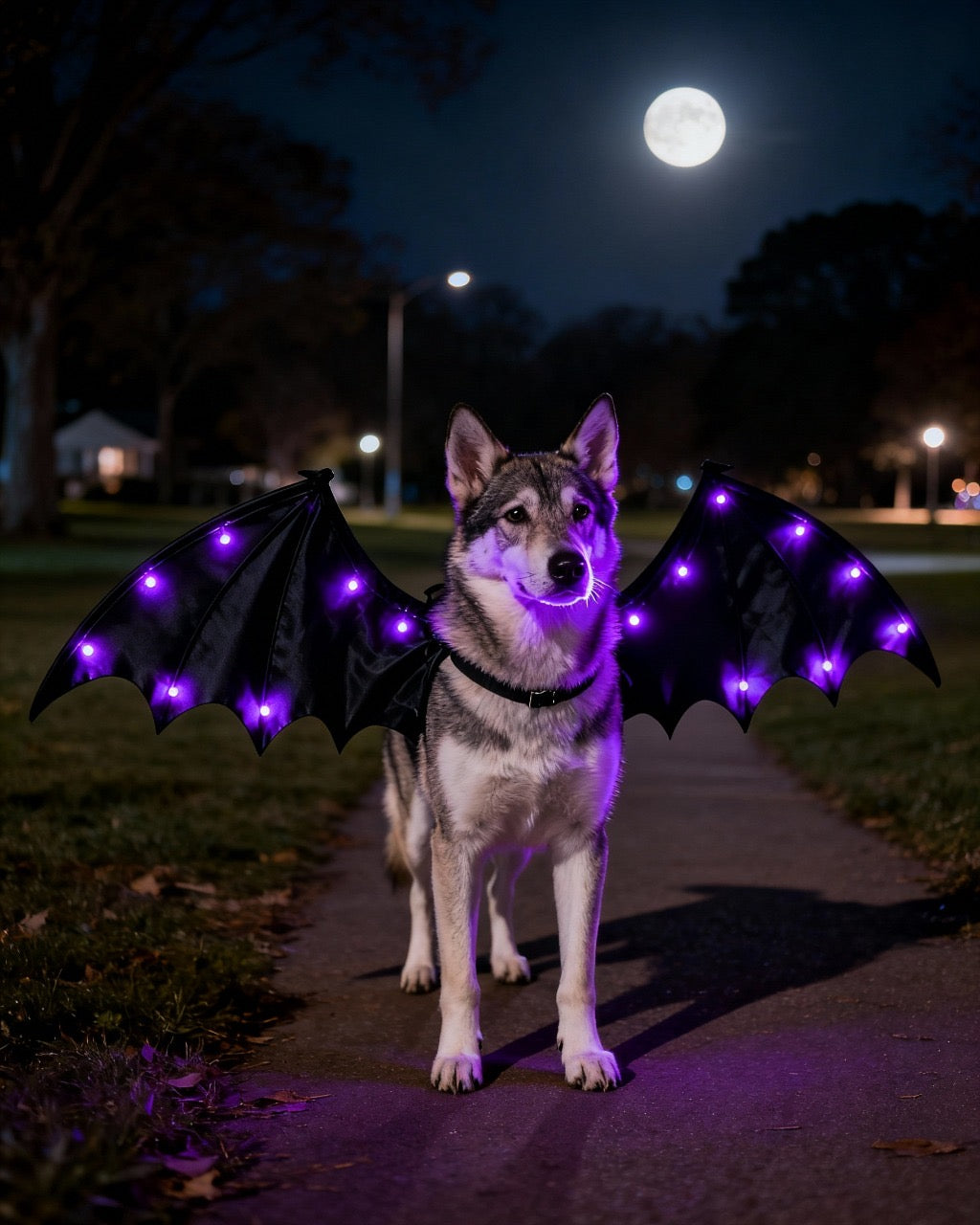 Halloween Dog Costume with Light-Up Bat Wings – Yoochee LED Pet Outfit for Dogs & Cats (Small)