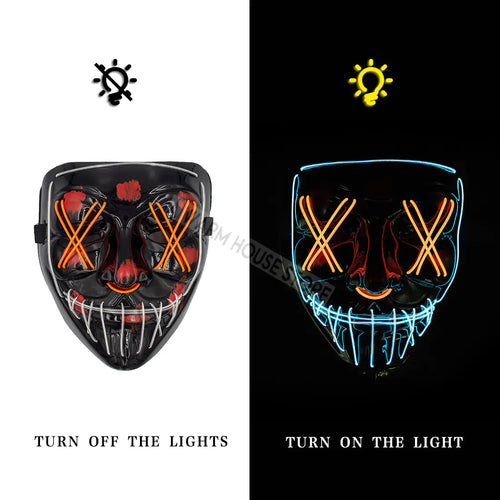Glowing LED Halloween Mask – Light Up Cosplay Mask for Men & Women