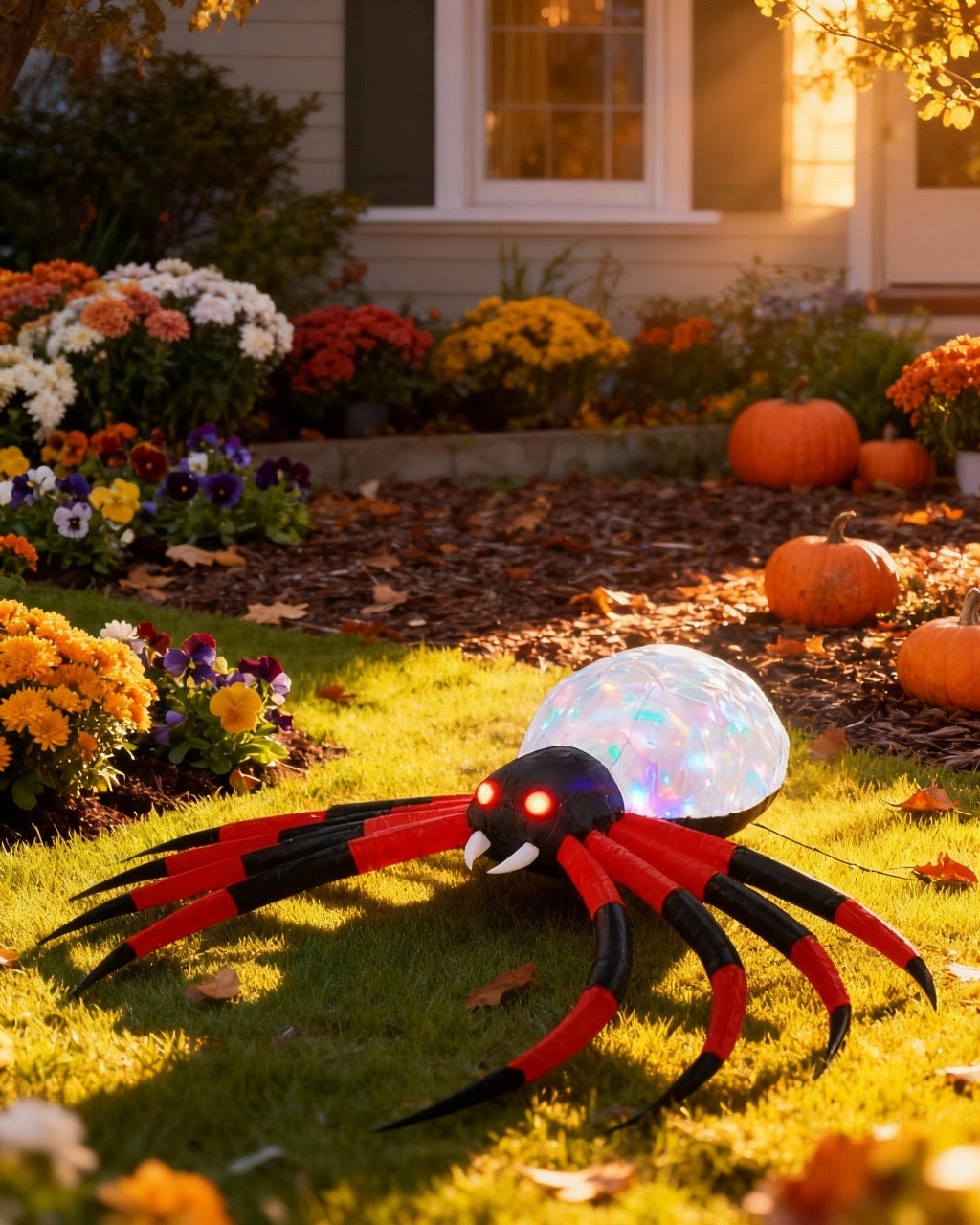 11.8FT Halloween Inflatable Spider – Giant Crawling Yard Decoration with LED Lights