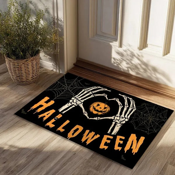 Halloween Pumpkin Ghost Doormat – Non-Slip Absorbent Rug for Entrance, Bedroom & Kitchen