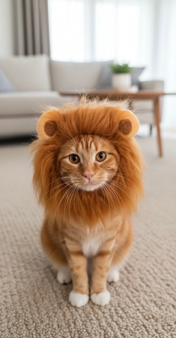 IKIATY Lion Mane Wig for Cats: Adjustable Halloween & Party Costume