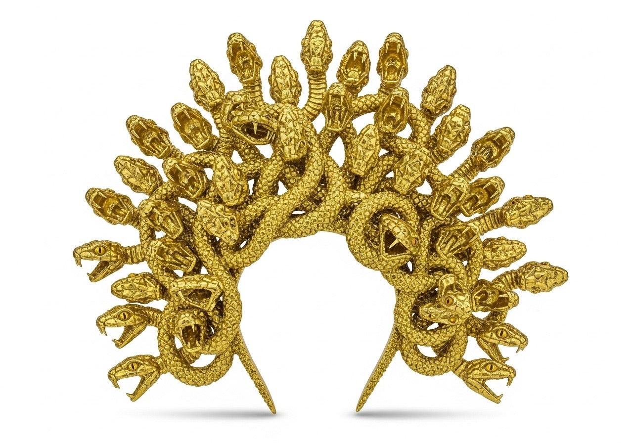 BARTOSI Medusa Snake Headband – Gold Snake Headpiece for Women’s Halloween Costume & Cosplay Accessories