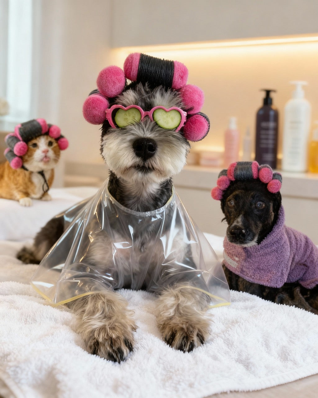 Funny Dog Wig with Glasses – Adjustable Cosplay Costume for Dogs and Cats