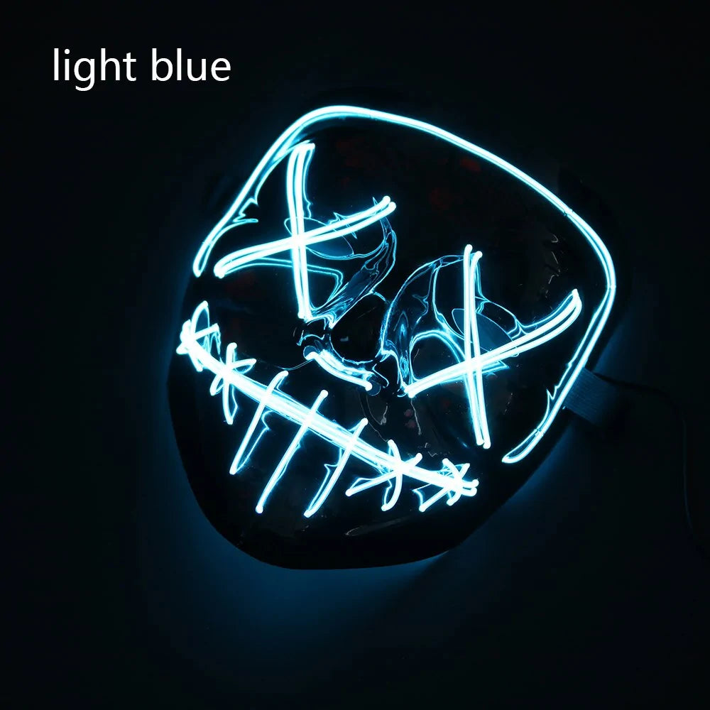 Glowing LED Halloween Mask – Light Up Cosplay Mask for Men & Women