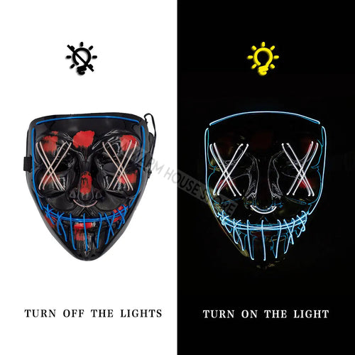 Glowing LED Halloween Mask – Light Up Cosplay Mask for Men & Women