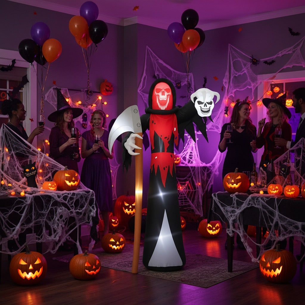 12FT Halloween Inflatable Grim Reaper – LED Lighted Blow-Up Yard & Garden Decoration