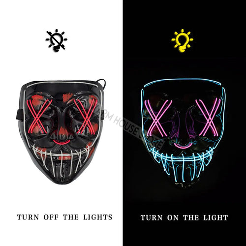 Glowing LED Halloween Mask – Light Up Cosplay Mask for Men & Women