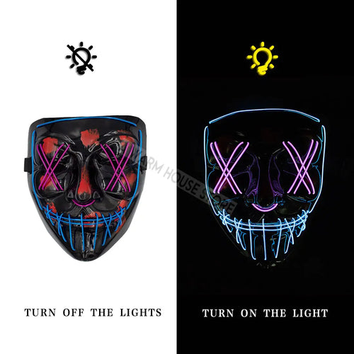 Glowing LED Halloween Mask – Light Up Cosplay Mask for Men & Women
