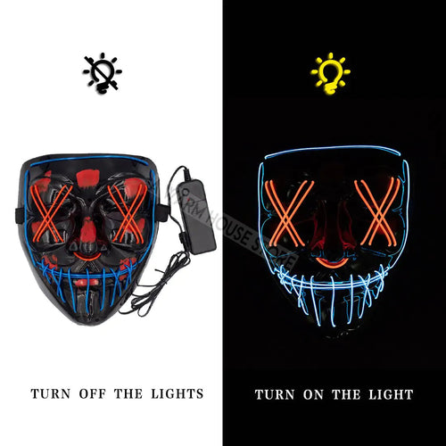 Glowing LED Halloween Mask – Light Up Cosplay Mask for Men & Women