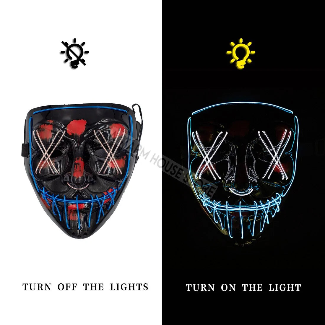 Glowing LED Halloween Mask – Light Up Cosplay Mask for Men & Women