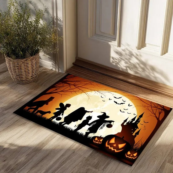 Halloween Pumpkin Ghost Doormat – Non-Slip Absorbent Rug for Entrance, Bedroom & Kitchen