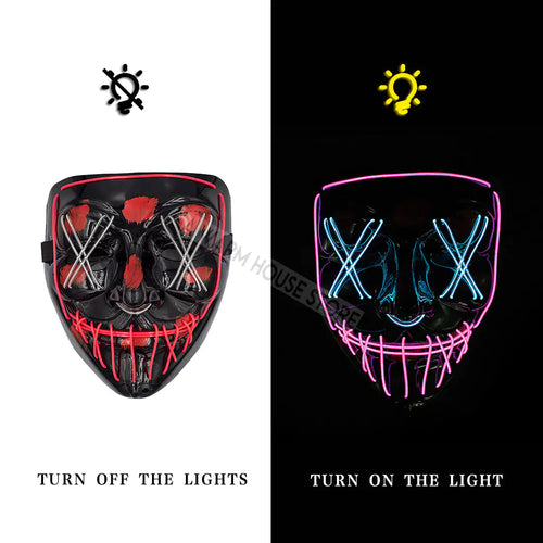 Glowing LED Halloween Mask – Light Up Cosplay Mask for Men & Women