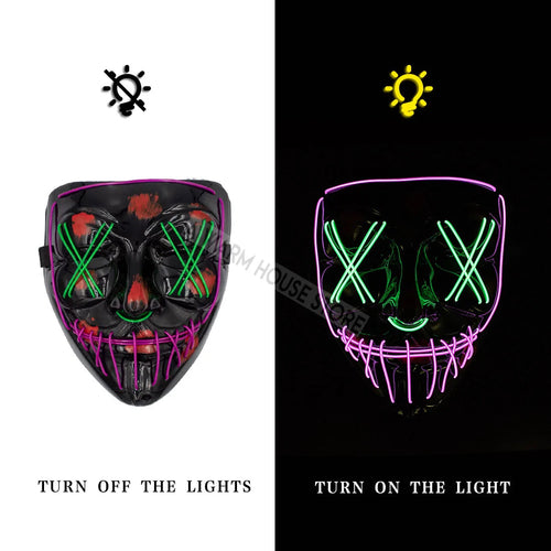Glowing LED Halloween Mask – Light Up Cosplay Mask for Men & Women