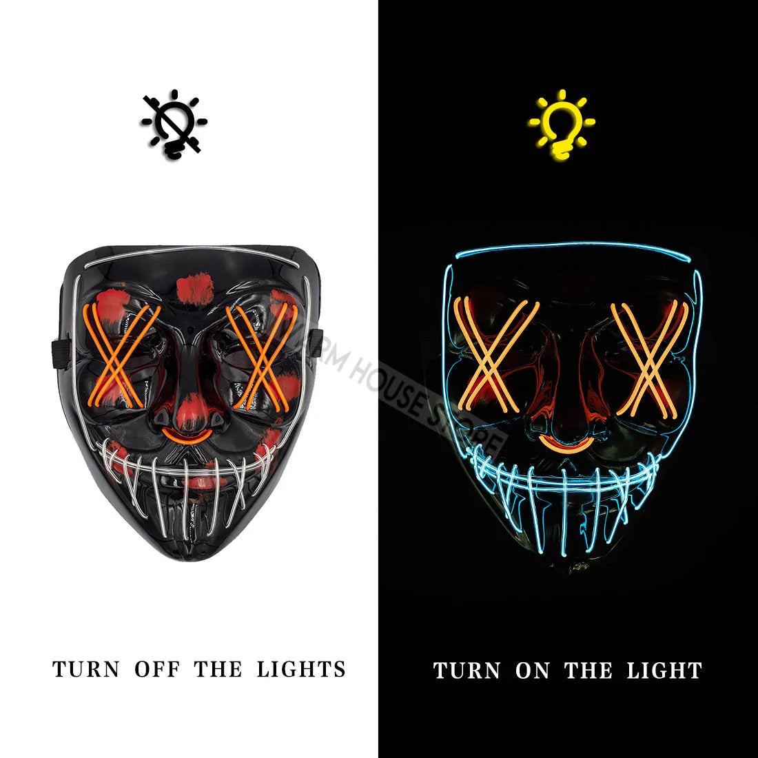 Glowing LED Halloween Mask – Light Up Cosplay Mask for Men & Women