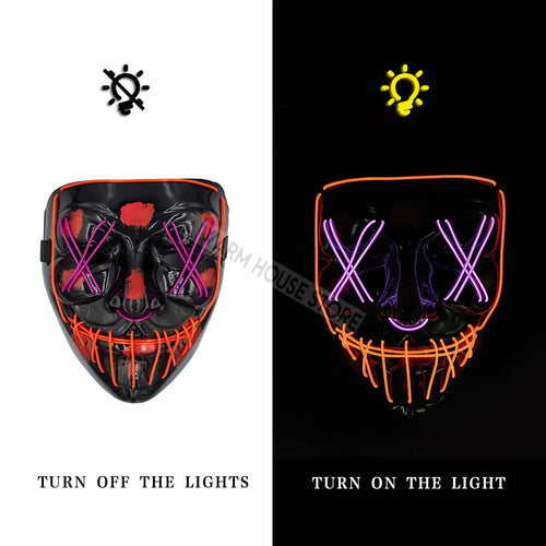 Glowing LED Halloween Mask – Light Up Cosplay Mask for Men & Women