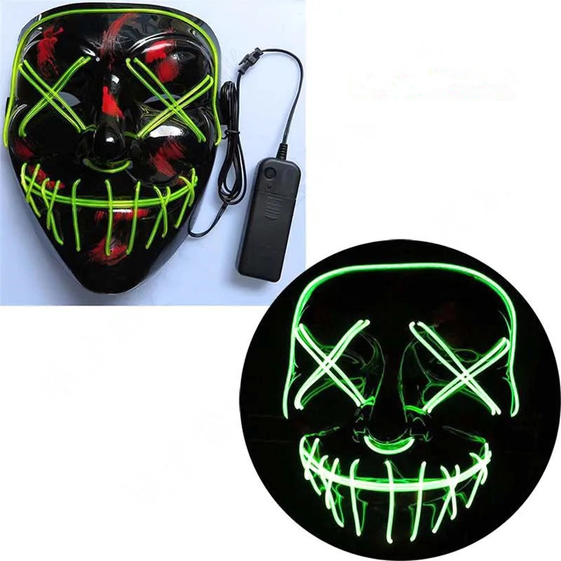 Glowing LED Halloween Mask – Light Up Cosplay Mask for Men & Women