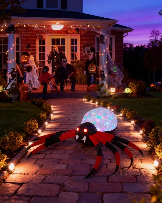 11.8FT Halloween Inflatable Spider – Giant Crawling Yard Decoration with LED Lights