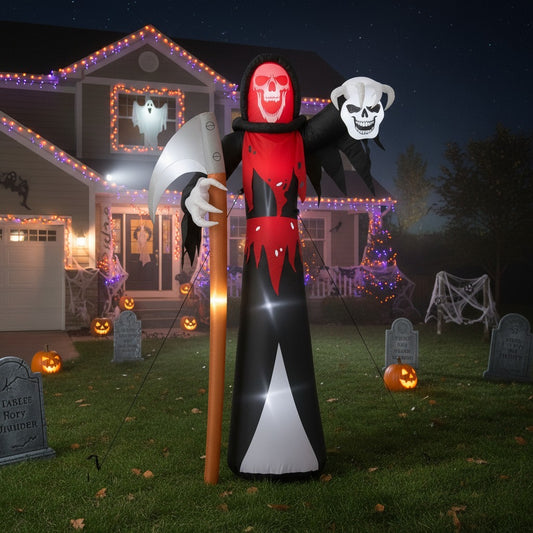 12FT Halloween Inflatable Grim Reaper – LED Lighted Blow-Up Yard & Garden Decoration