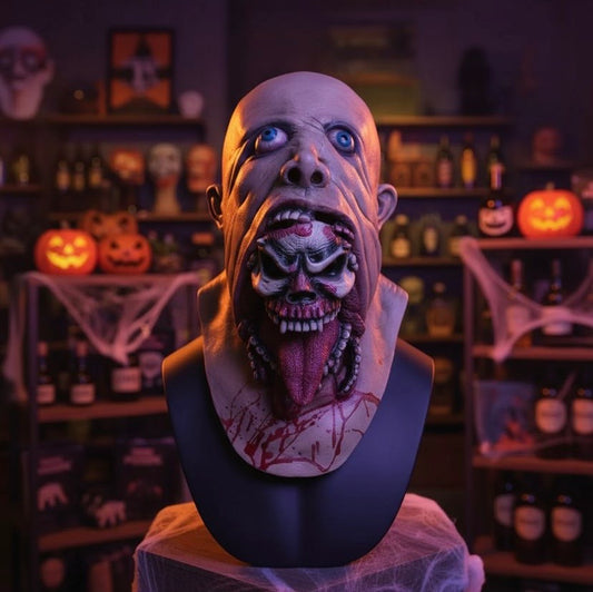 Ghastly Zombie Doll Mask – Scary Halloween Horror Costume for Adults