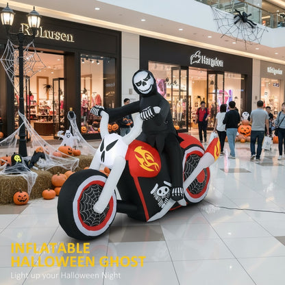 6FT Halloween Grim Reaper on Flaming Motorcycle – LED Lighted Inflatable Outdoor Yard Decoration