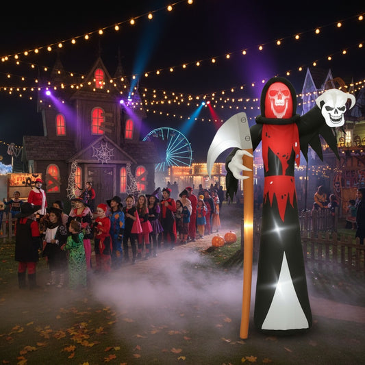 12FT Halloween Inflatable Grim Reaper – LED Lighted Blow-Up Yard & Garden Decoration
