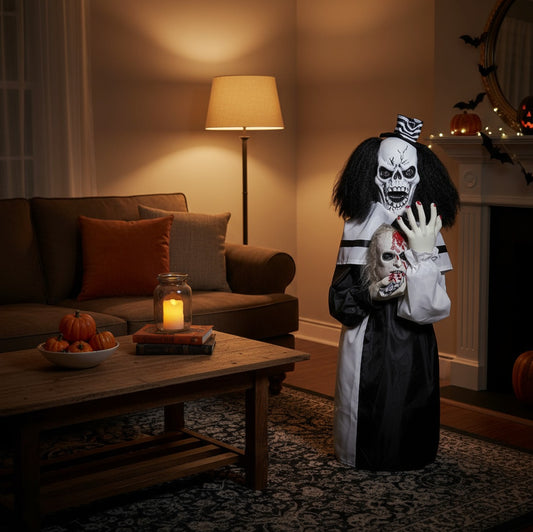 1.8ft Scary Clown Halloween Decoration – Sound-Activated Haunted House Prop for Indoor & Outdoor Party