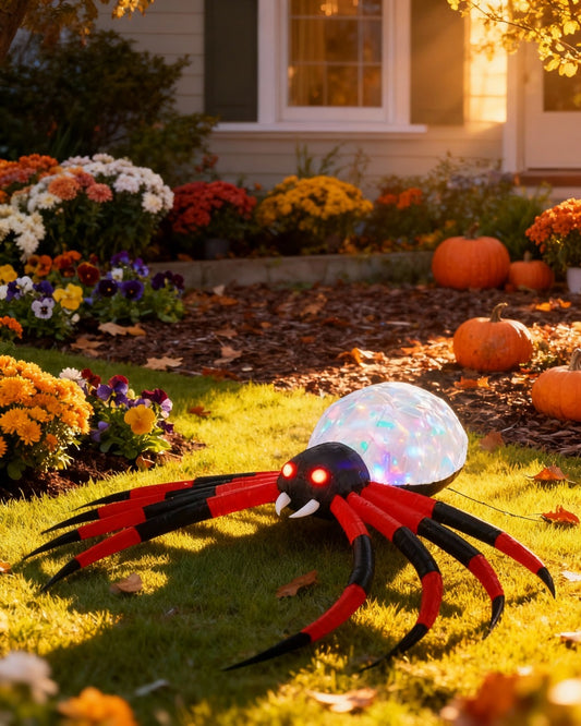 11.8FT Halloween Inflatable Spider – Giant Crawling Yard Decoration with LED Lights
