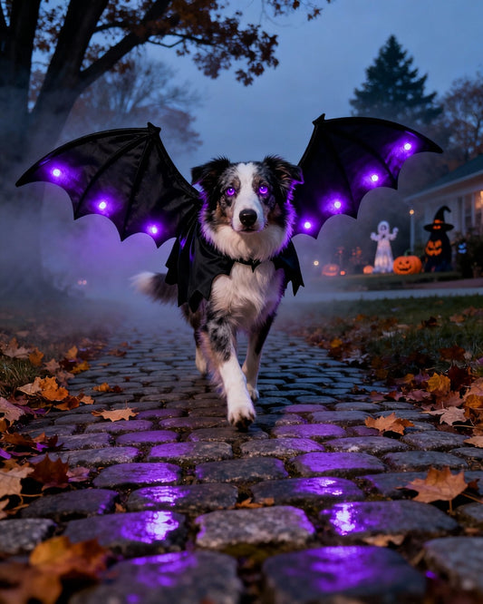 Halloween Dog Costume with Light-Up Bat Wings – Yoochee LED Pet Outfit for Dogs & Cats (Small)