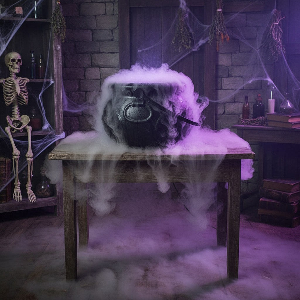 Halloween Witch Pot Smoke Machine – LED Color-Changing Humidifier Creepy Party Decor